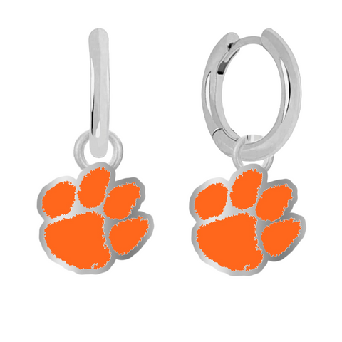 Clemson Tigers Paw Huggie Hoop Earrings