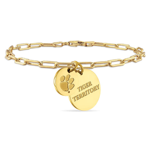 Clemson Tigers Paperclip Chain Charm Bracelet
