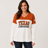 Texas Longhorns Southlawn Daphne LS Vee Neck Jersey Top
