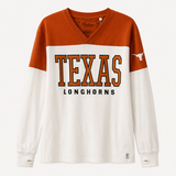 Texas Longhorns Southlawn Daphne LS Vee Neck Jersey Top