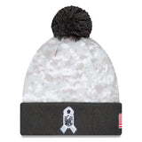 Dallas Cowboys White/Graphite 2024 Salute To Service Digital Camo Cuffed Knit Hat with Pom