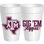 Texas A&M Gig'Em Aggies 16 oz. Styrofoam Cups