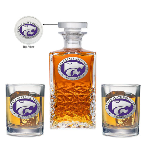 Kansas State University Heritage Decanter with 2 Glasses