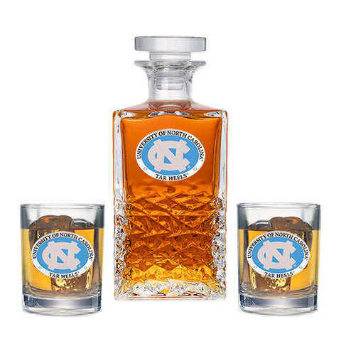 University of North Carolina Heritage Decanter with 2 Glasses