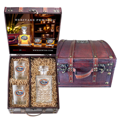 University of Florida Heritage Decanter and 2 Glasses with Chest Box