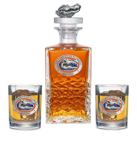 University of Florida Heritage Decanter with 3D Top & 2 Glasses
