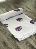 Kansas State University Muslin Swaddle Blanket – Soft Breathable 47x47 Baby Blanket – Officially Licensed Wildcats Newborn Gift