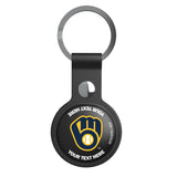 Milwaukee Brewers Personalized Insignia Black Airtag Holder