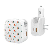 University of Miami Hurricanes Fashion Pattern 2 in 1 USB Charger