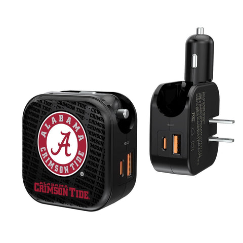 Alabama Crimson Tide Text Backdrop 2 in 1 USB A/C Charger-0