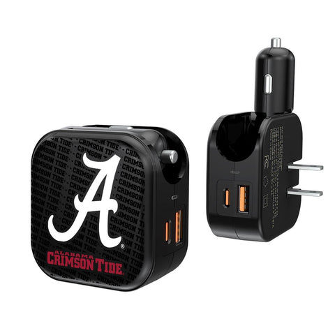 Alabama Crimson Tide Text Backdrop 2 in 1 USB A/C Charger-0