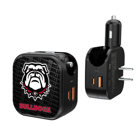 Georgia Bulldogs Text Backdrop 2 in 1 USB A/C Charger-0