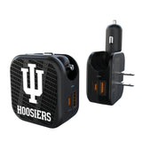 Indiana University Hoosiers Text Backdrop 2 in 1 USB A/C Charger