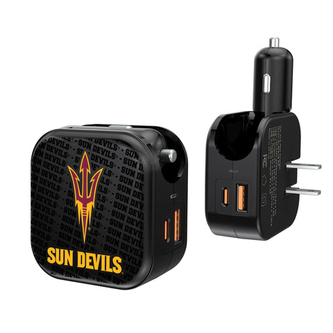 Arizona State University Sun Devils Text Backdrop 2 in 1 USB A/C Charger-0