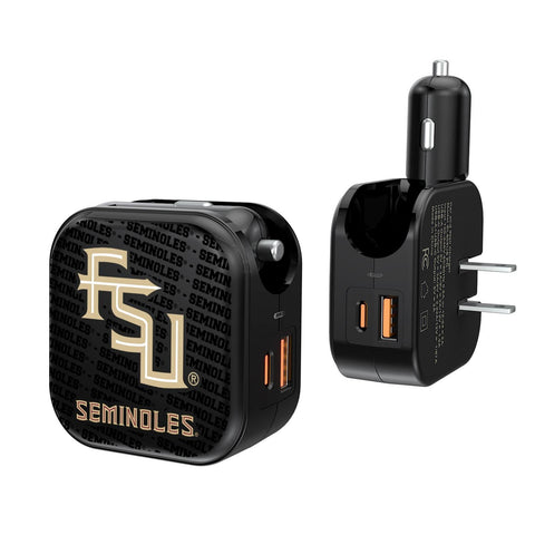 Florida State Seminoles Text Backdrop 2 in 1 USB A/C Charger-0