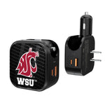 Washington State Cougars Text Backdrop 2 in 1 USB A/C Charger-0