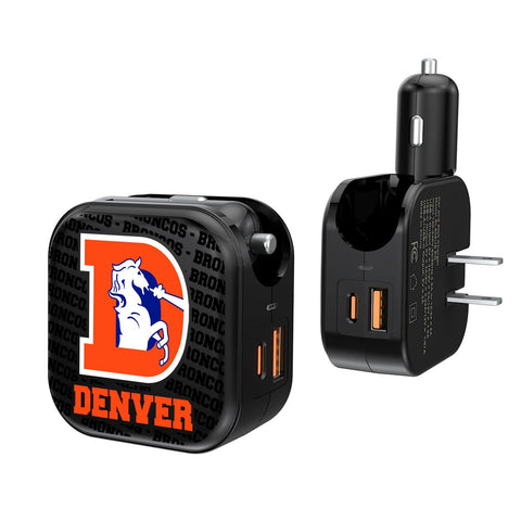 Denver Broncos 1993-1996 Historic Collection Blackletter 2 in 1 USB A/C Charger-0