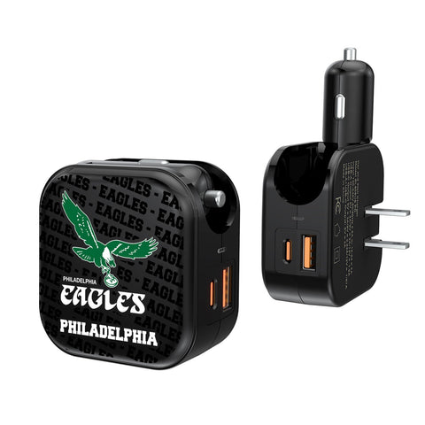 Philadelphia Eagles 1973-1995 Historic Collection Blackletter 2 in 1 USB A/C Charger-0