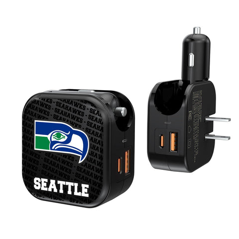 Seattle Seahawks Blackletter 2 in 1 USB A/C Charger-0