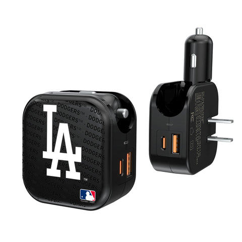 LA Dodgers Text Backdrop 2 in 1 USB A/C Charger
