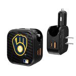 Milwaukee Brewers Blackletter 2 in 1 USB A/C Charger-0