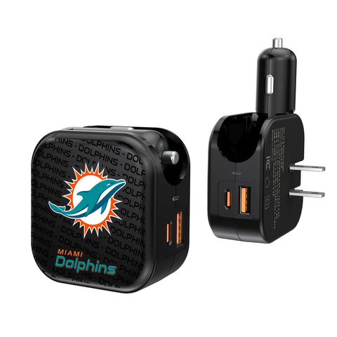 Miami Dolphins Blackletter 2 in 1 USB A/C Charger-0