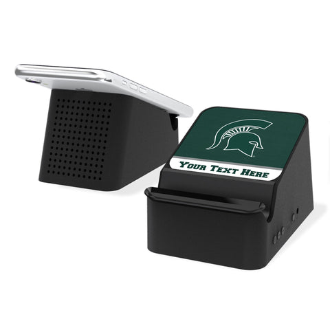 Michigan State University Spartans Personalized Endzone Solid Wireless Charging Station and Bluetooth Speaker