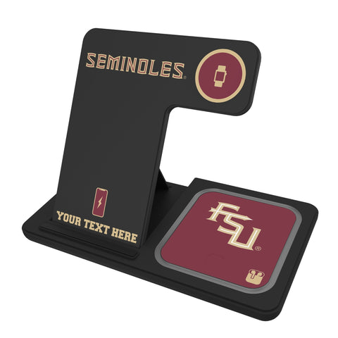 Florida State University Seminoles Athletic Wordmark Personalized Tilt 3 in 1 Charging Station