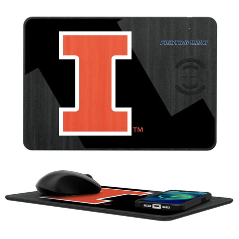 Illinois Fighting Illini Monocolor Tilt 15-Watt Wireless Charger and Mouse Pad-0