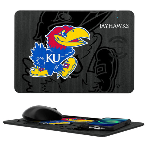 Kansas Jayhawks Monocolor Tilt 15-Watt Wireless Charger and Mouse Pad-0