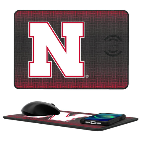 Nebraska Huskers N Linen 15-Watt Wireless Charger and Mouse Pad-0