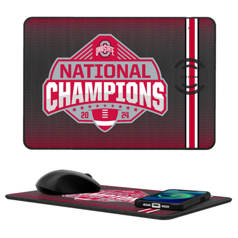 Ohio State University Buckeyes 2024 College Football Playoff National Champion 15-Watt Wireless Charger and Mouse Pad