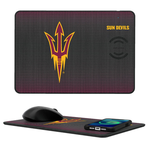 Arizona State University Sun Devils Linen 15-Watt Wireless Charger and Mouse Pad-0