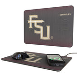 Florida State University Seminoles Athletic Wordmark Linen 15-Watt Wireless Charger and Mouse Pad