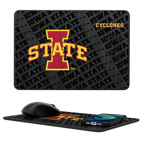 Iowa State Cyclones Monocolor Tilt 15-Watt Wireless Charger and Mouse Pad-0