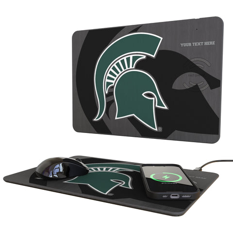 Michigan State University Spartans Personalized Tilt 15-Watt Wireless Charger and Mouse Pad