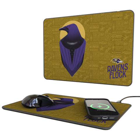 Baltimore Ravens 2024 Edition 15-Watt Wireless Charger and Mouse Pad