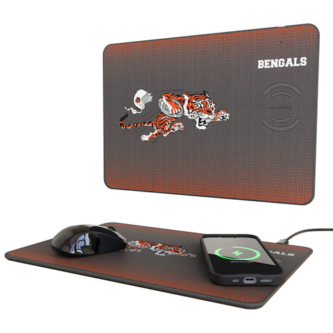 Cincinnati Bengals Historic Collection Linen 15-Watt Wireless Charger and Mouse Pad