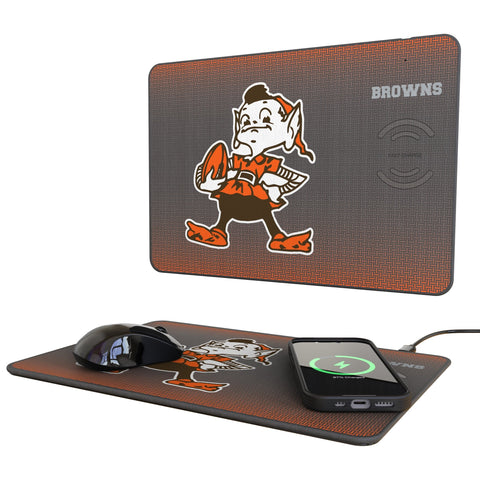 Cleveland Browns Historic Collection Linen 15-Watt Wireless Charger and Mouse Pad