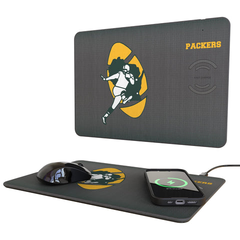 Green Bay Packers Historic Collection Linen 15-Watt Wireless Charger and Mouse Pad