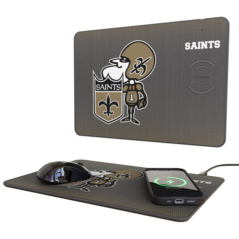 New Orleans Saints Historic Collection Linen 15-Watt Wireless Charger and Mouse Pad