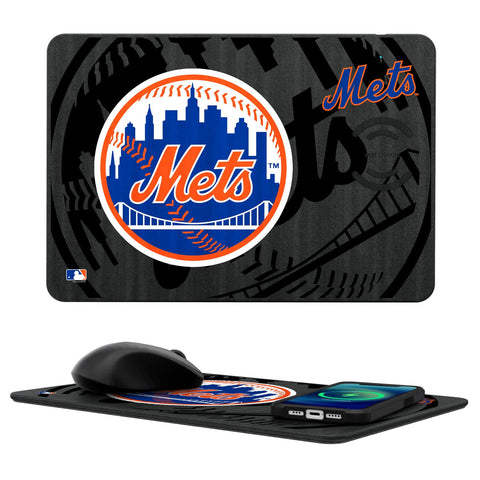 New York Mets Tilt 15-Watt Wireless Charger and Mouse Pad-0