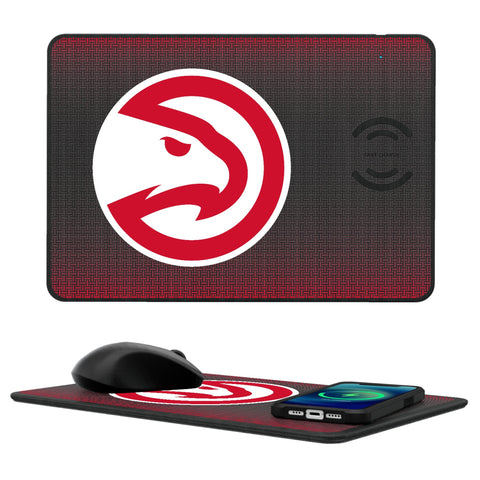 Atlanta Hawks Linen 15-Watt Wireless Charger and Mouse Pad-0