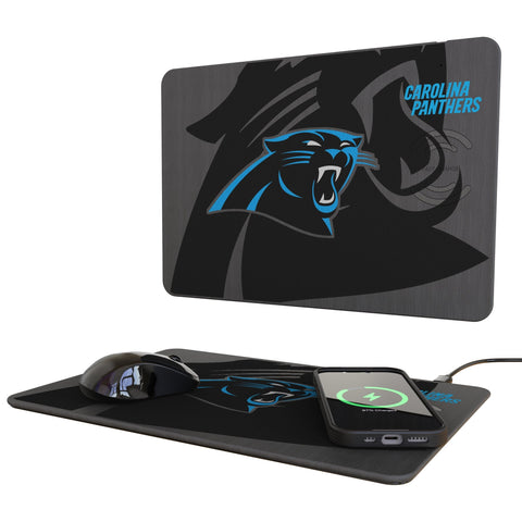 Carolina Panthers Monocolor Tilt 15-Watt Wireless Charger and Mouse Pad