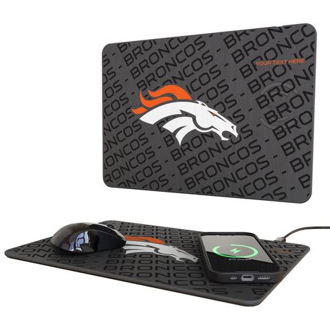 Denver Broncos Personalized Tilt 15-Watt Wireless Charger and Mouse Pad