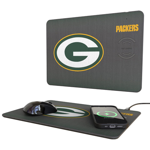 Green Bay Packers Linen 15-Watt Wireless Charger and Mouse Pad