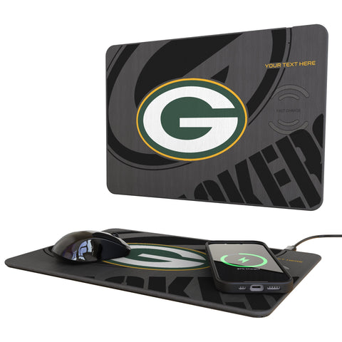 Green Bay Packers Personalized Tilt 15-Watt Wireless Charger and Mouse Pad