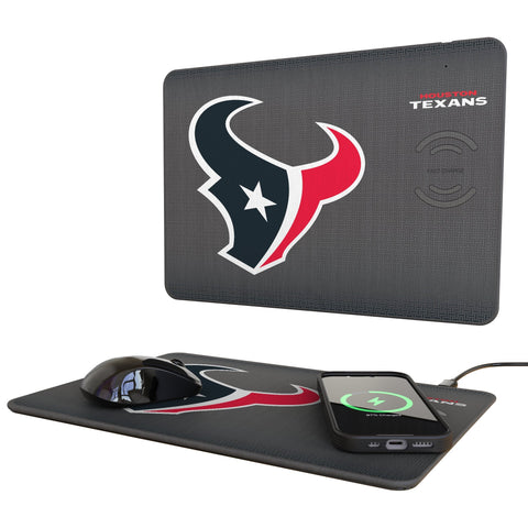 Houston Texans Linen 15-Watt Wireless Charger and Mouse Pad