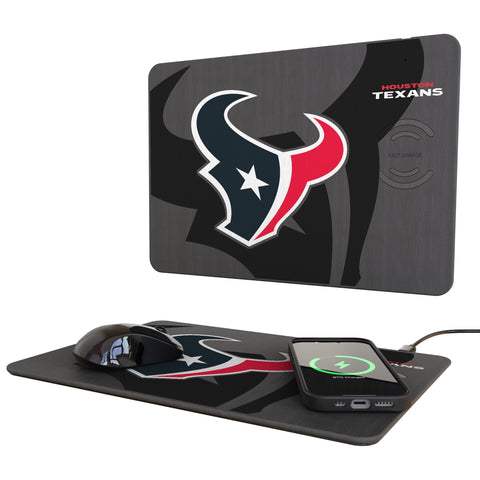 Houston Texans Monocolor Tilt 15-Watt Wireless Charger and Mouse Pad