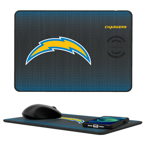 Los Angeles Chargers Linen 15-Watt Wireless Charger and Mouse Pad-0